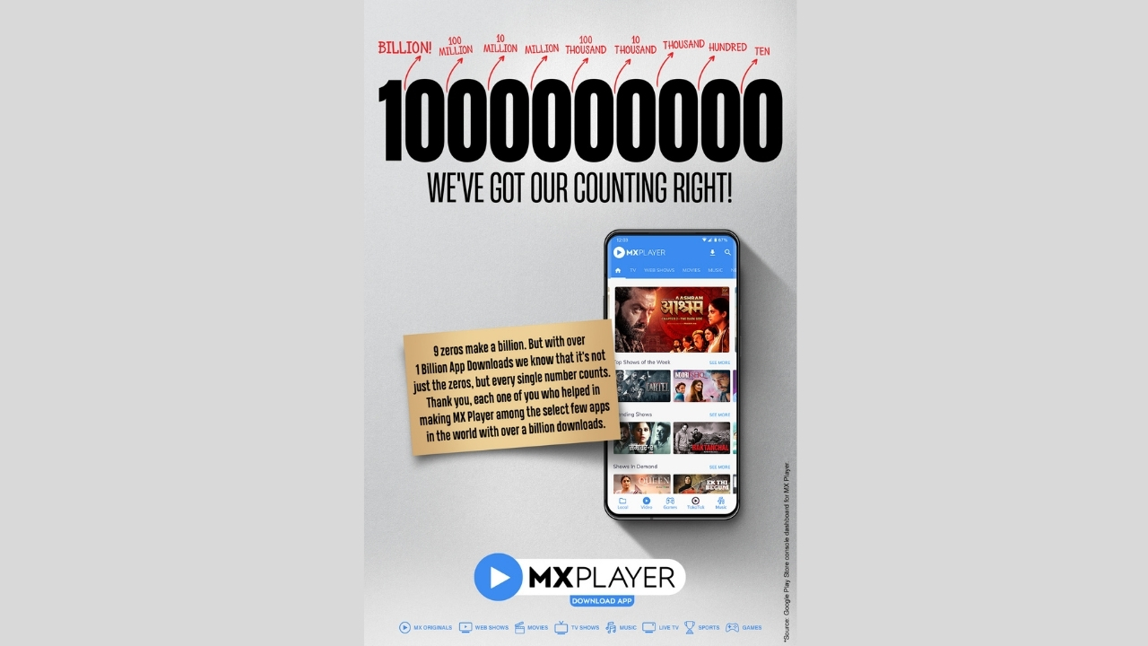 MX Player hits the 1 billion+ downloads mark on Google Play Store